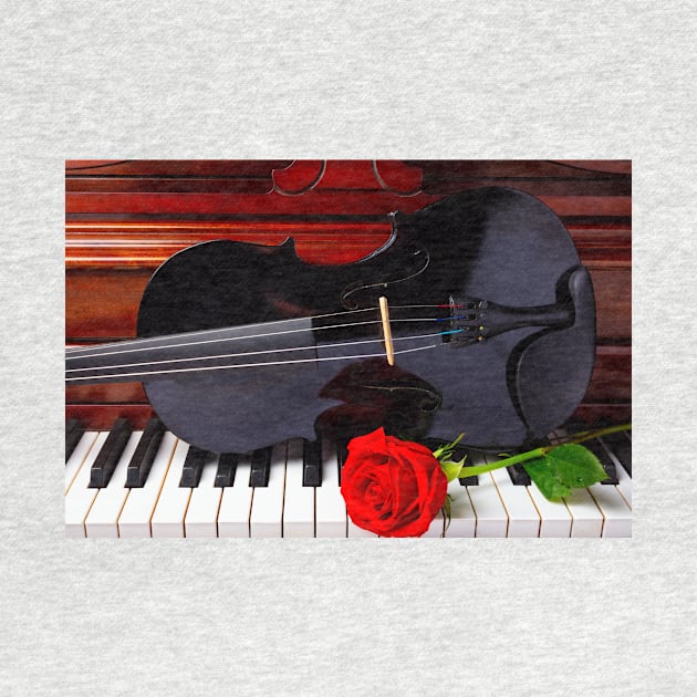 Red Rose And Black Violin by photogarry